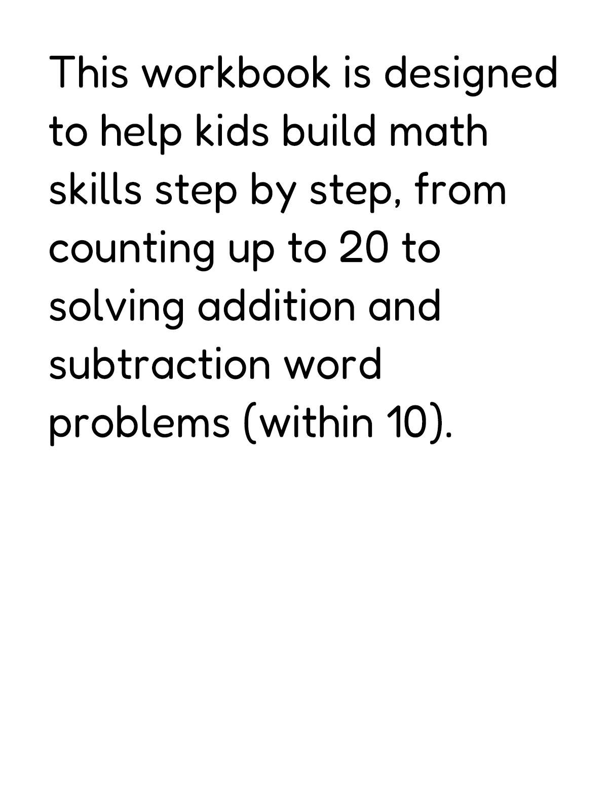 Kidergarten Math Workbook