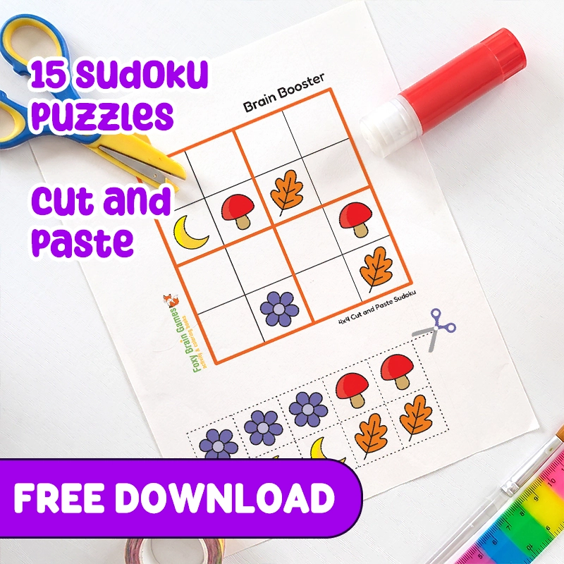 Printable PDF | Printable 4x4 cut and paste Sudoku Set