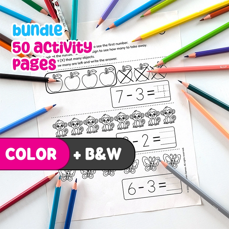 Printable PDF 50 Math Worksheets: Addition and Subtraction | Subtraction