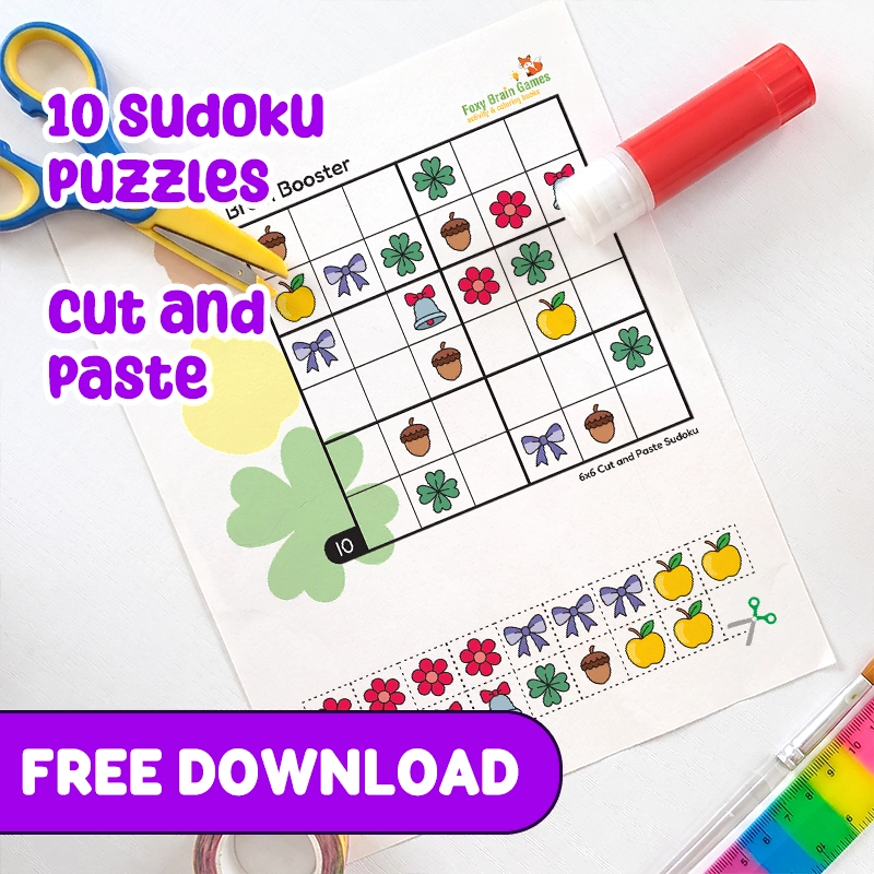 Printable PDF | Printable 6x6 cut and paste Sudoku Set