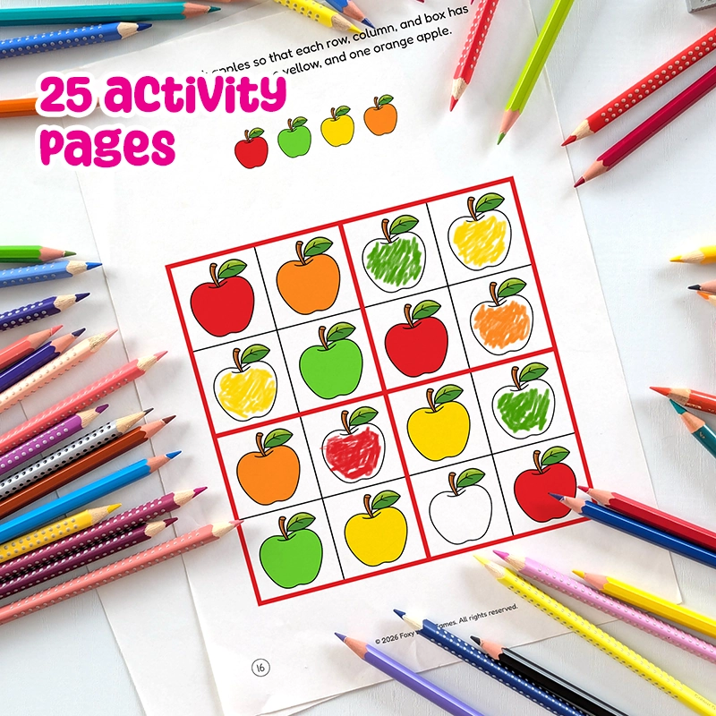 Printable PDF | Apple Activity Book for Kidergarten Kids, Fall Preschool Worksheets, Counting, Matching, Mazes