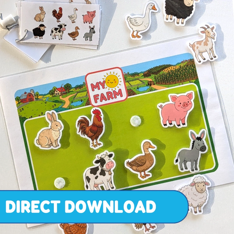 Printable PDF | Direct Download Farm Animals Matching Game