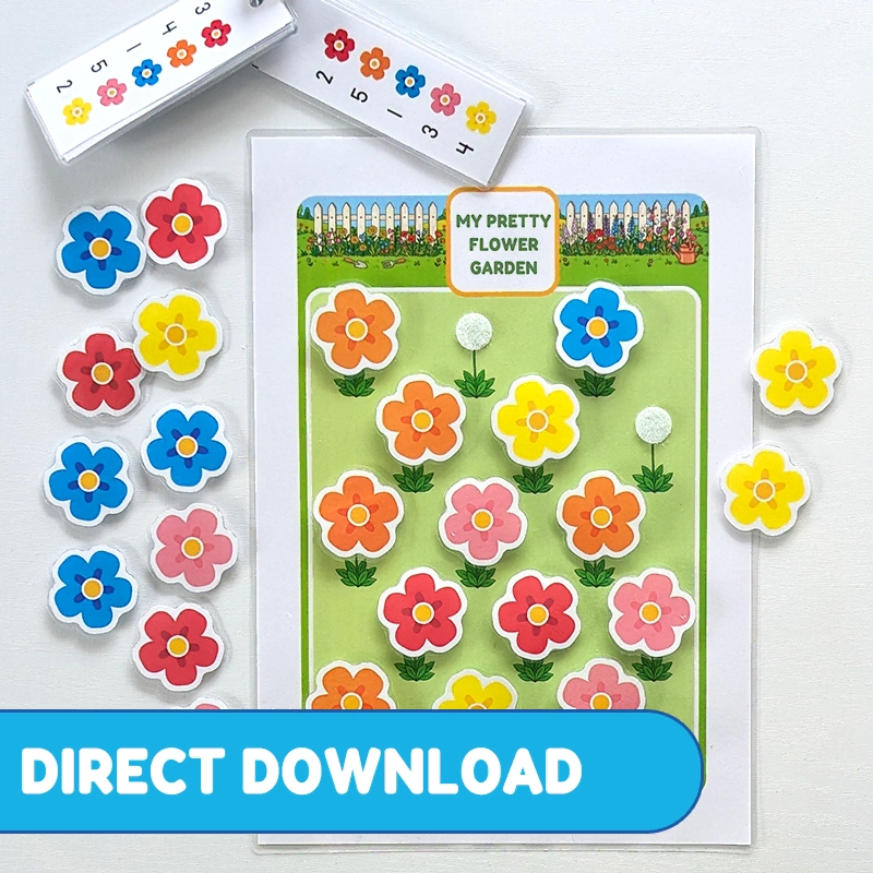 Printable PDF | Direct Download Flower Garden Counting to 5 Game