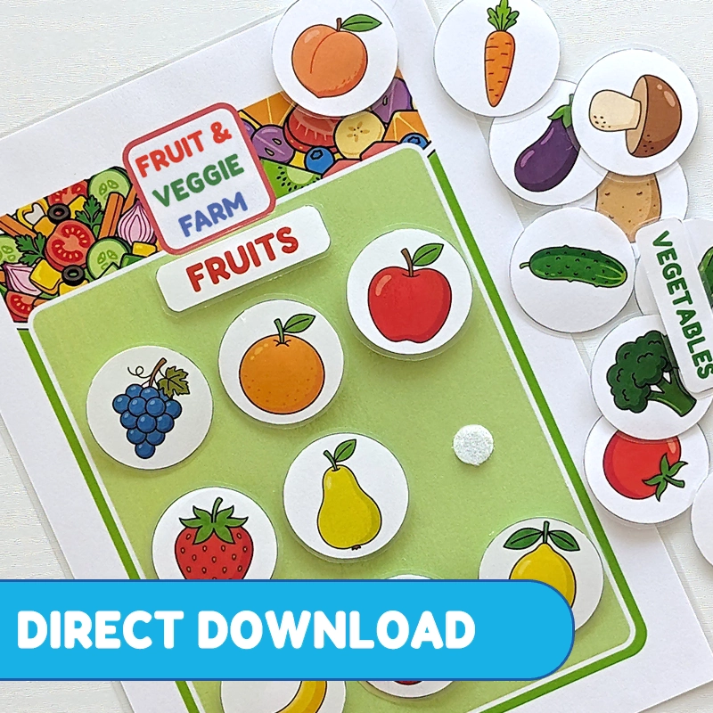 Printable PDF | Direct Download Fruit and Vegetable Sorting Game