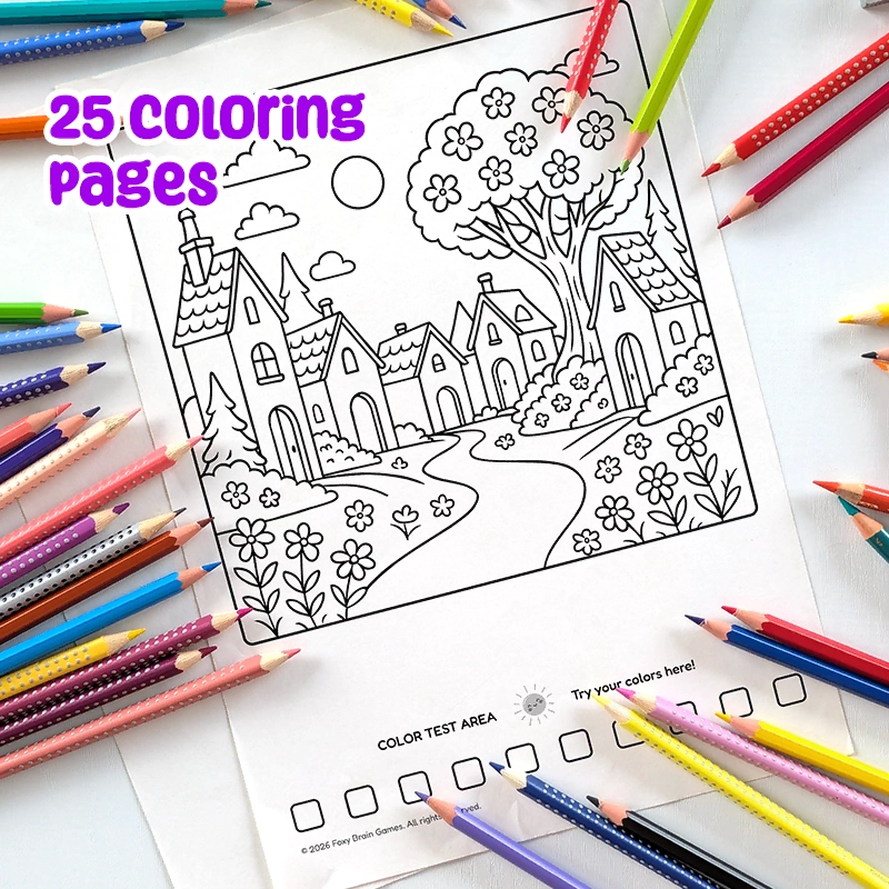 Printable PDF | Whimsical Houses & Enchanted Village Coloring Pages for Kids