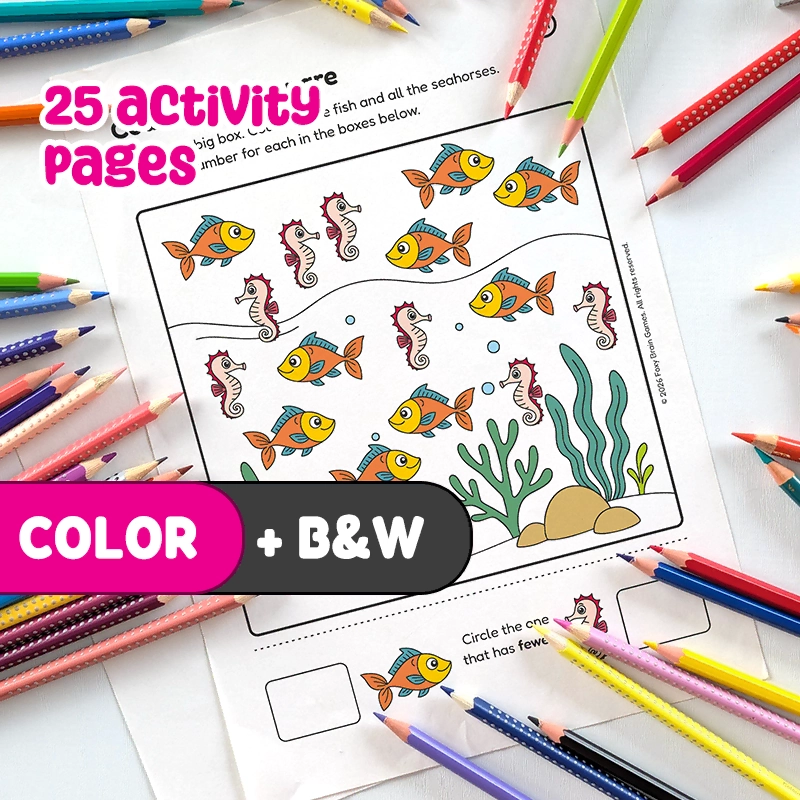 Printable PDF | Direct Download Kindergarten Math Worksheets: Comparing Quantities