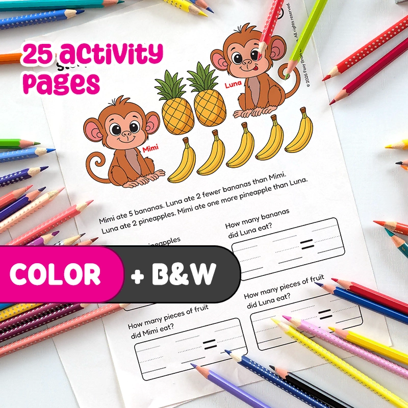 Printable PDF | Direct Download Story Problem Worksheets for Kindergarten