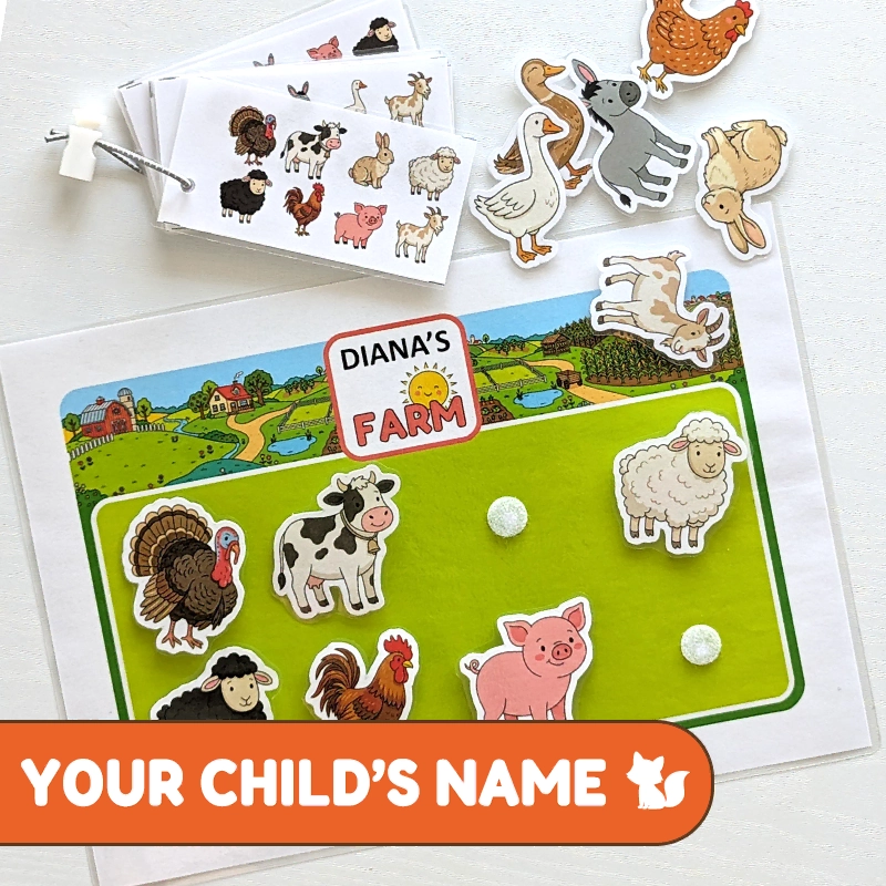 Printable PDF | Personalized Farm Animals Matching Game