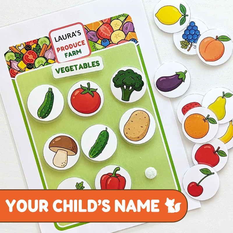 Printable PDF | Personalized Fruit and Vegetable Sorting Game
