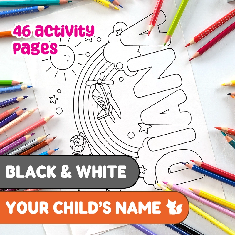 Printable PDF | Personalized Preschool Activity Book Black and White