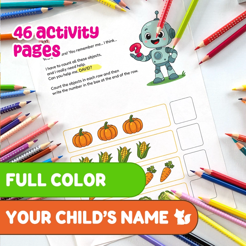 Printable PDF | Personalized Preschool Activity Book Full Color
