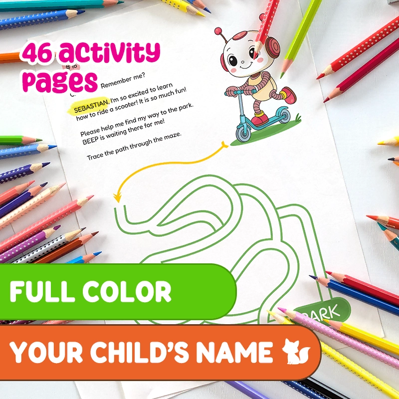 Printable PDF | Personalized Preschool Activity Book Black and White