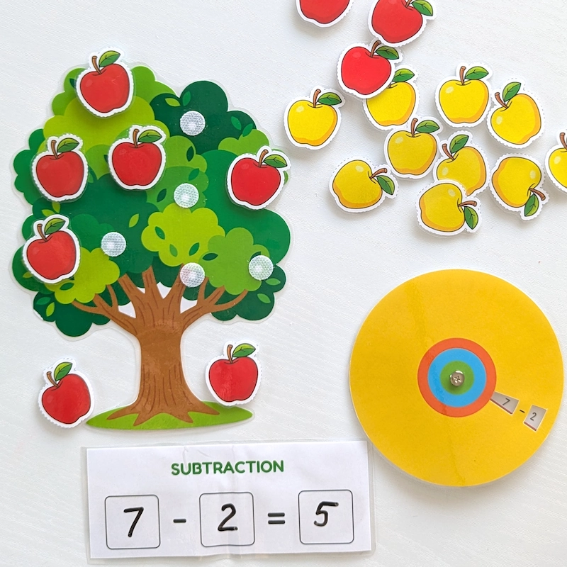 Printable PDF Instant Download Apple Subtraction Practice for Kindergarten Kids