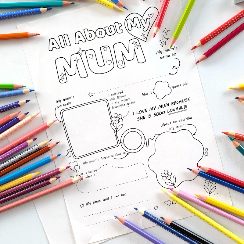 Printable PDF | Mother's Day Coloring Questionnaire UK