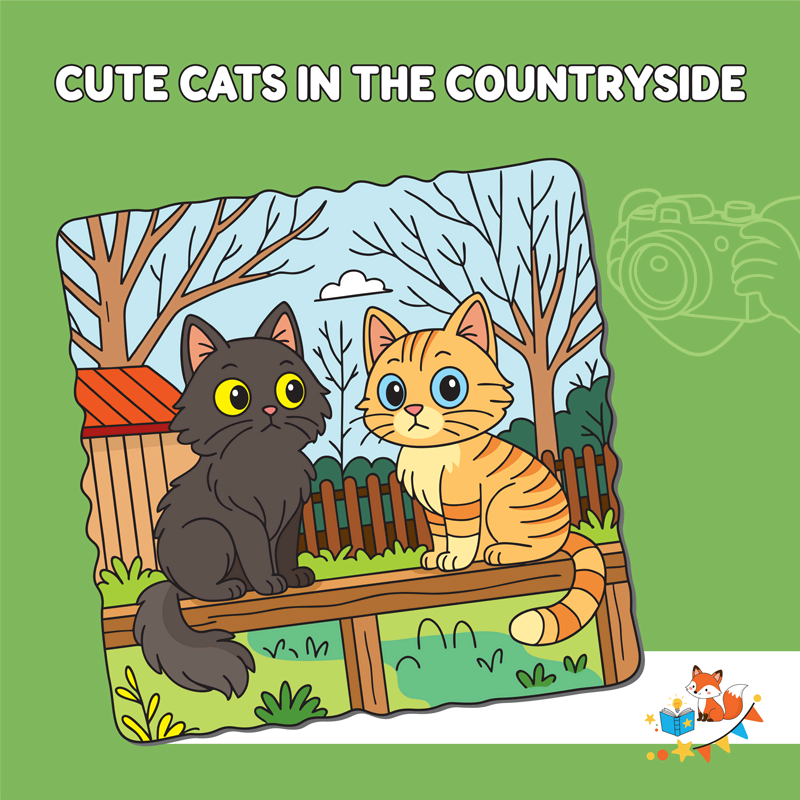 Cute Cats In The Countryside | Cute Countryside Cats Coloring Book For Kids Ages 5-9