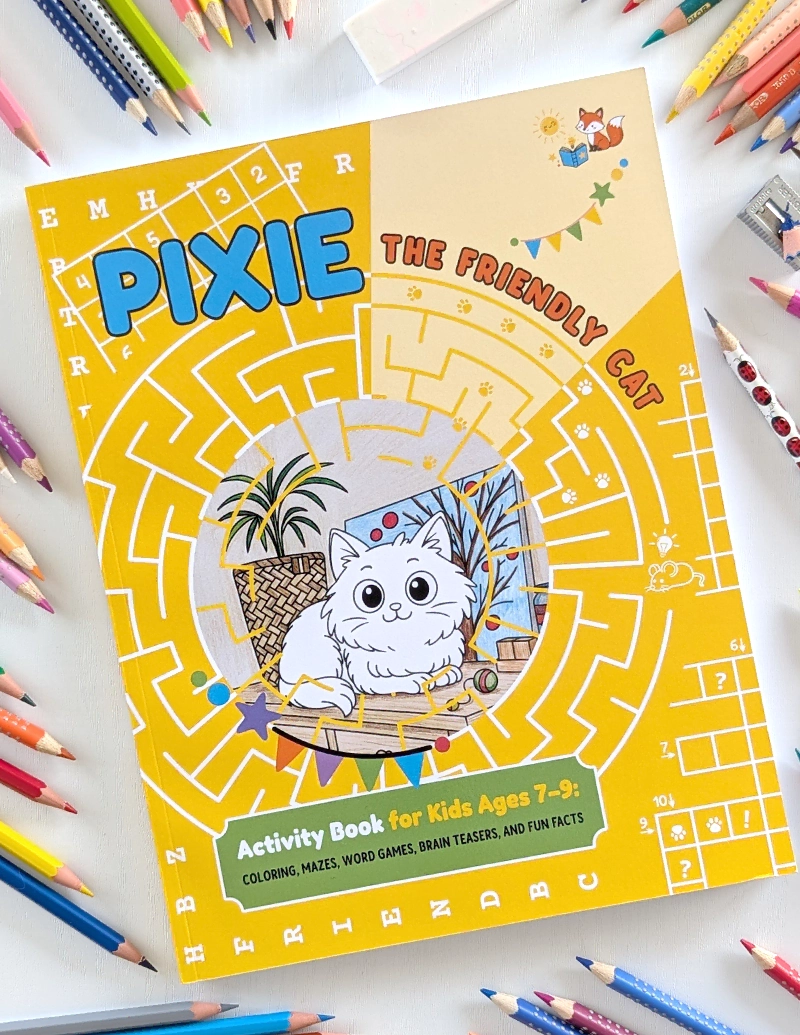 Pixie The Friendly Cat | Cute Cats Activity And Coloring Book For Kids Ages 7-9